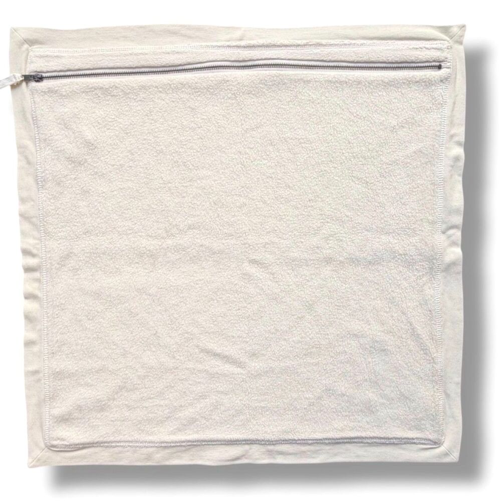 Pottery Barn Cozy Fleece Modal Cotton Blend Ivory Zippered Pillow Cover 22x22
